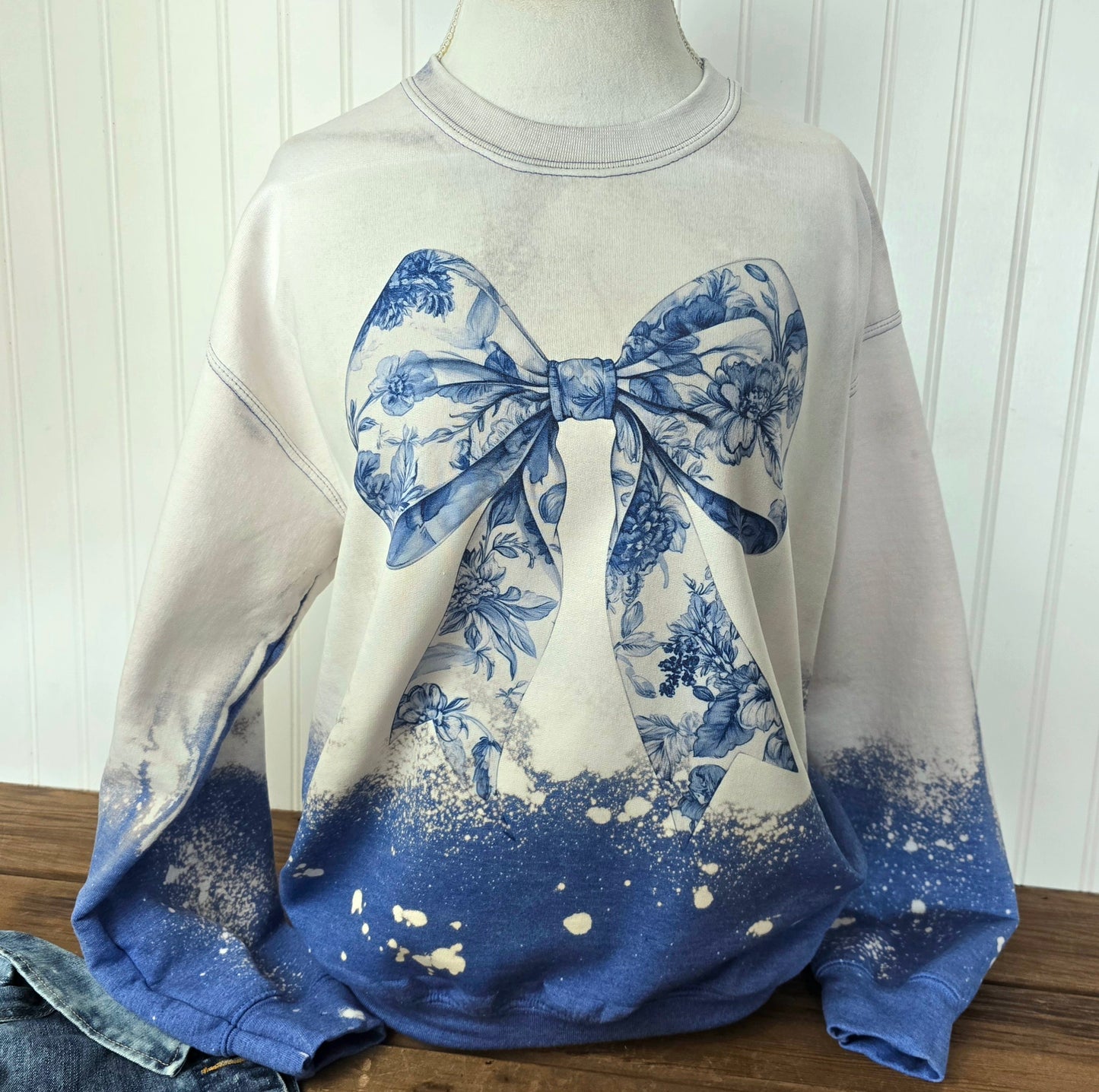 Blue floral Bow