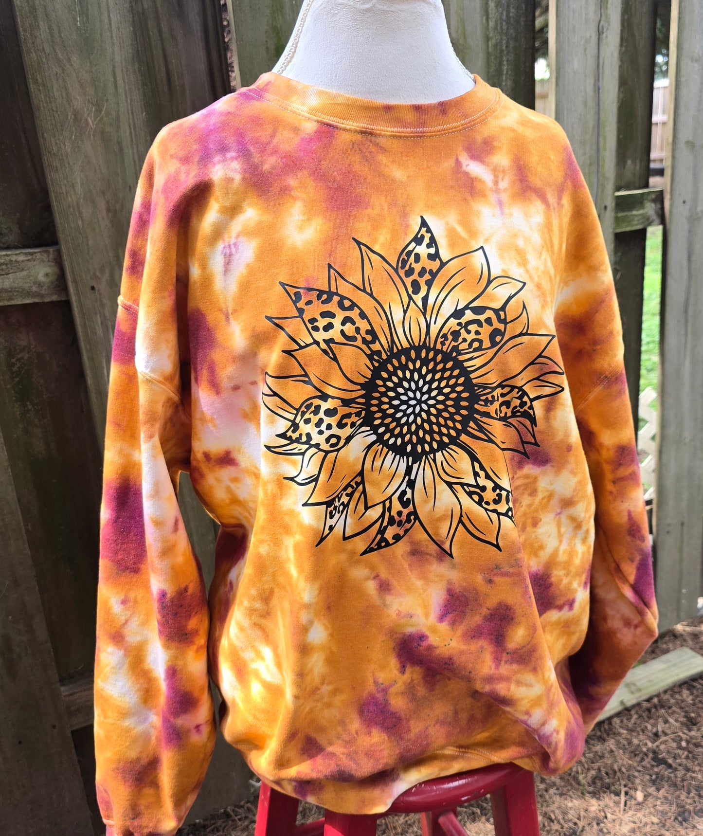 Tie Dye leopard Sunflower