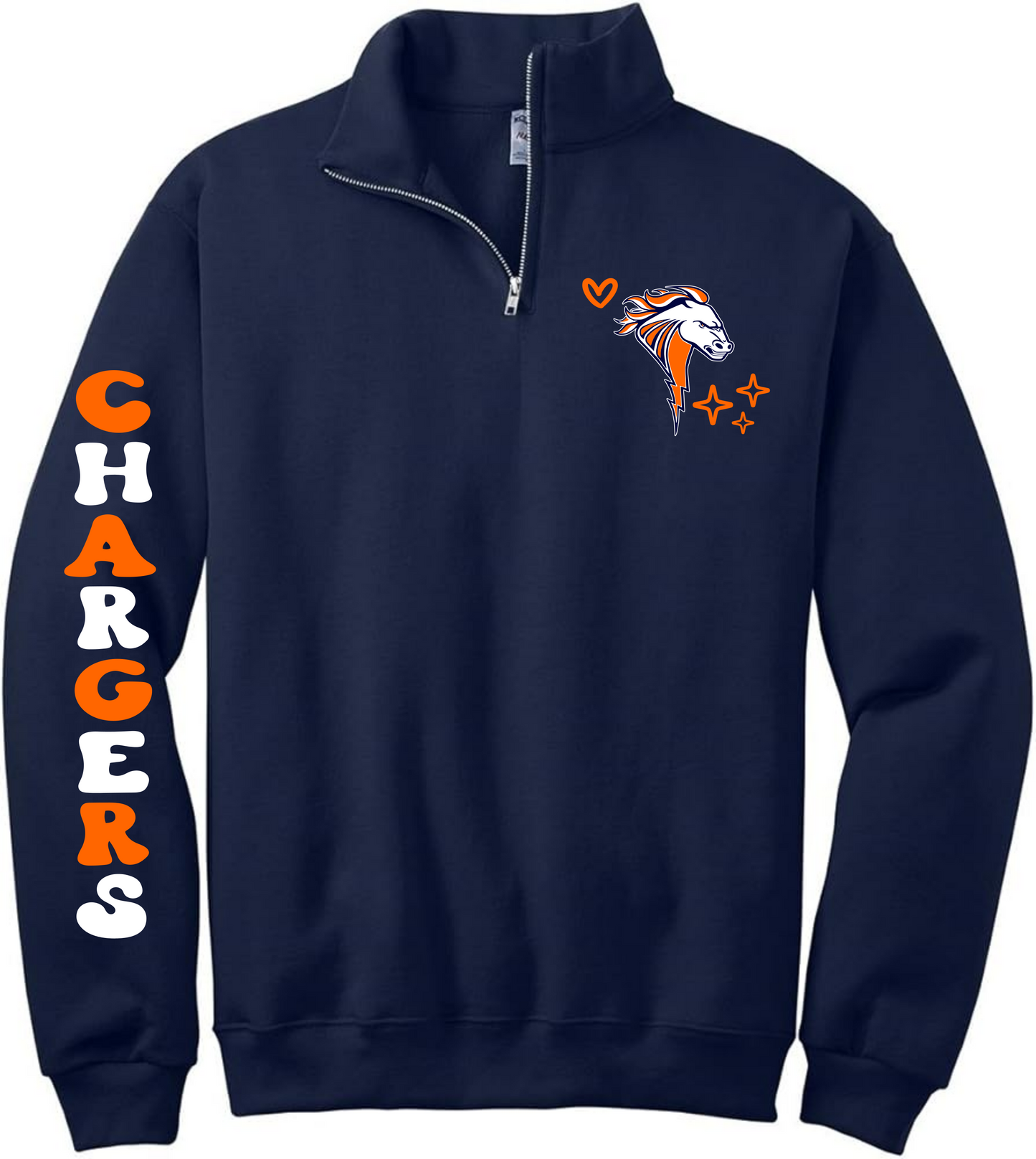 Chargers bubble letter quarter zip