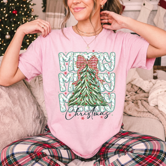 Merry Merry Merry Christmas Graphic Tee 🎄🎀