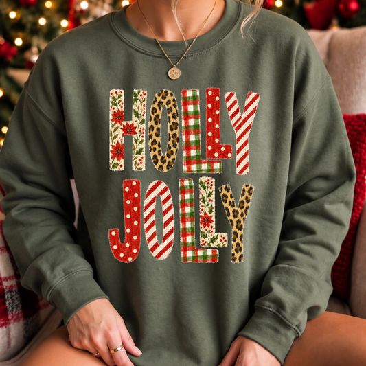Holy Jolly Christmas Patchwork Graphic Tee & Sweatshirt 🎄❤️