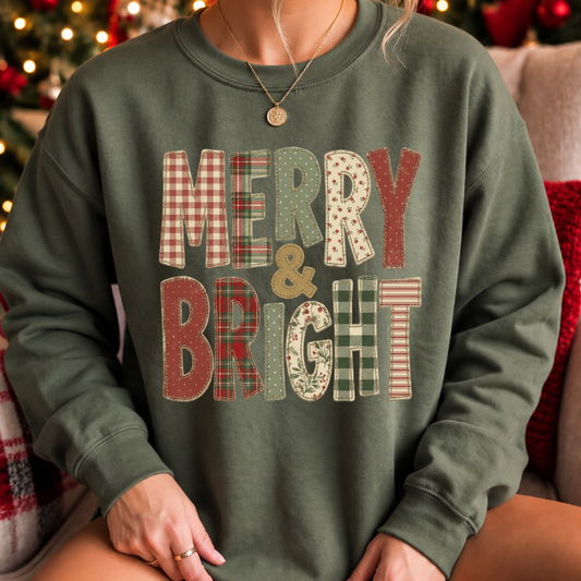 Merry & Bright Patchwork Graphic Tee