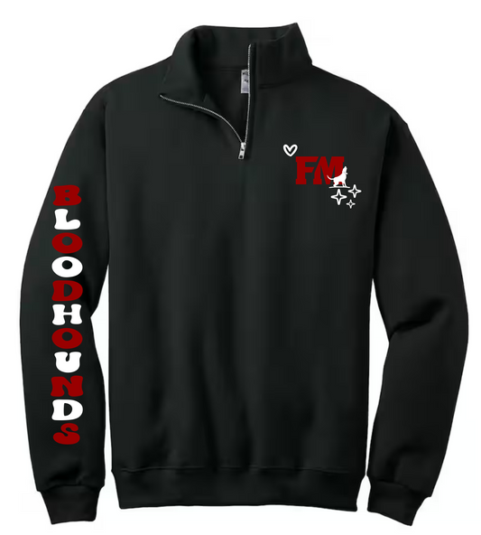 FM bloodhounds bubble letter quarter zip