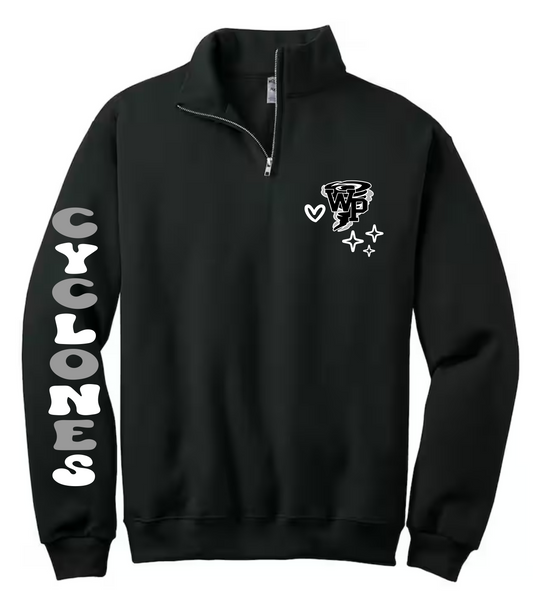 Cyclone bubble letter quarter zip
