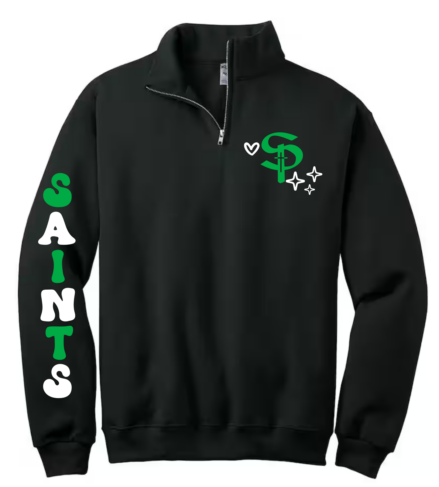Saints bubble letter quarter zip