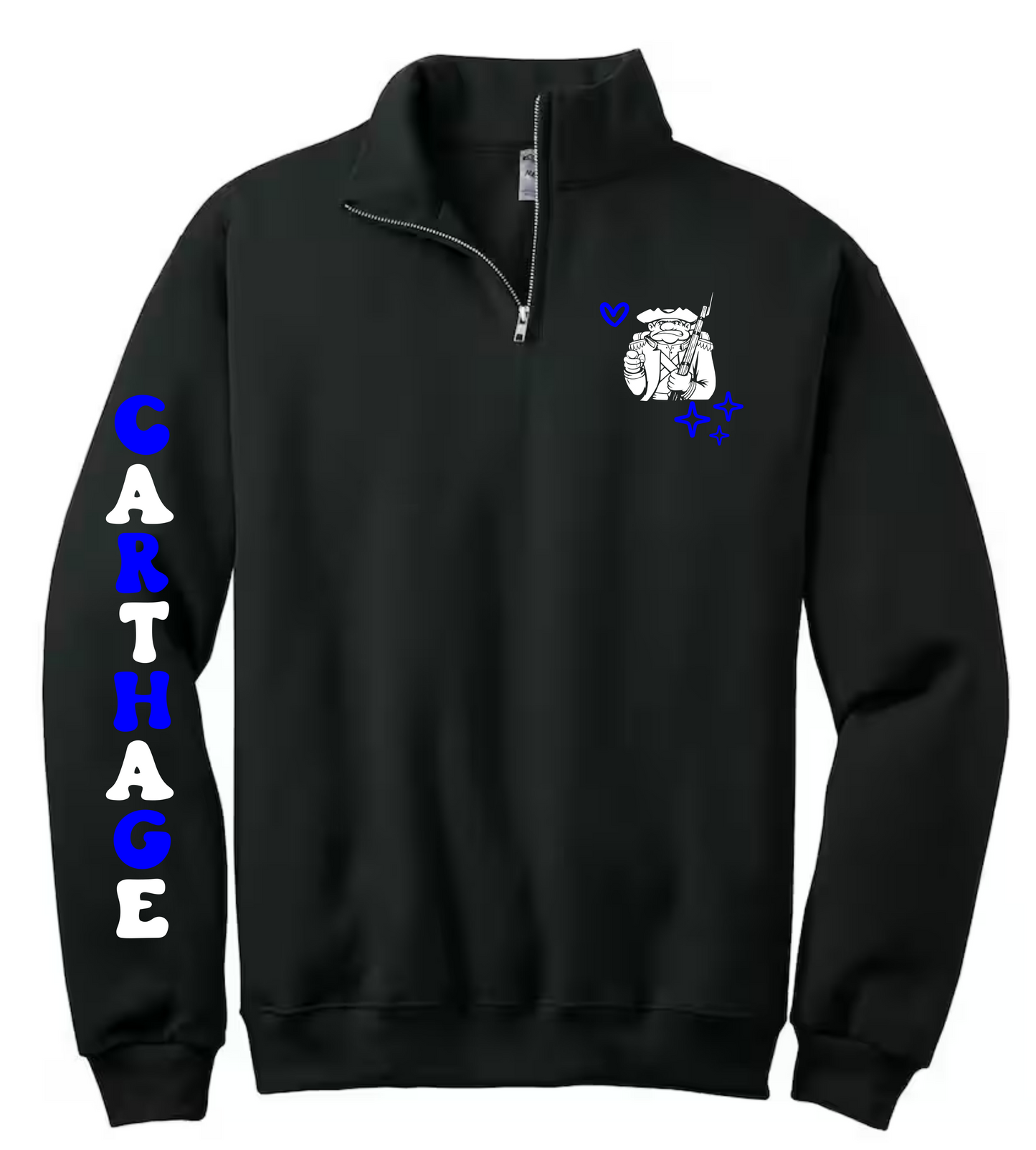 Carthage bubble letter quarter zip