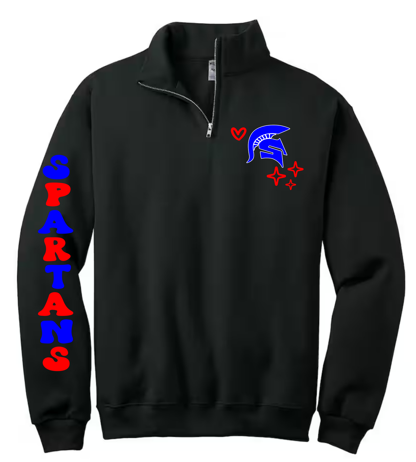 Spartans bubble letter quarter zip