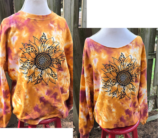 Tie Dye leopard Sunflower