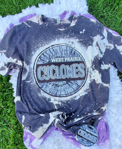 Cyclone tie dye bleached spirit wear tshirt