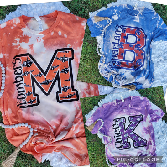 School logo bleached tees